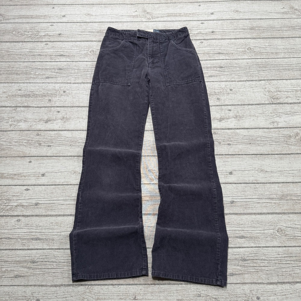 Vintage Gap Pants Womens 1 Charcoal Gray Corduroy Flare Leg Cotton Utility Retro